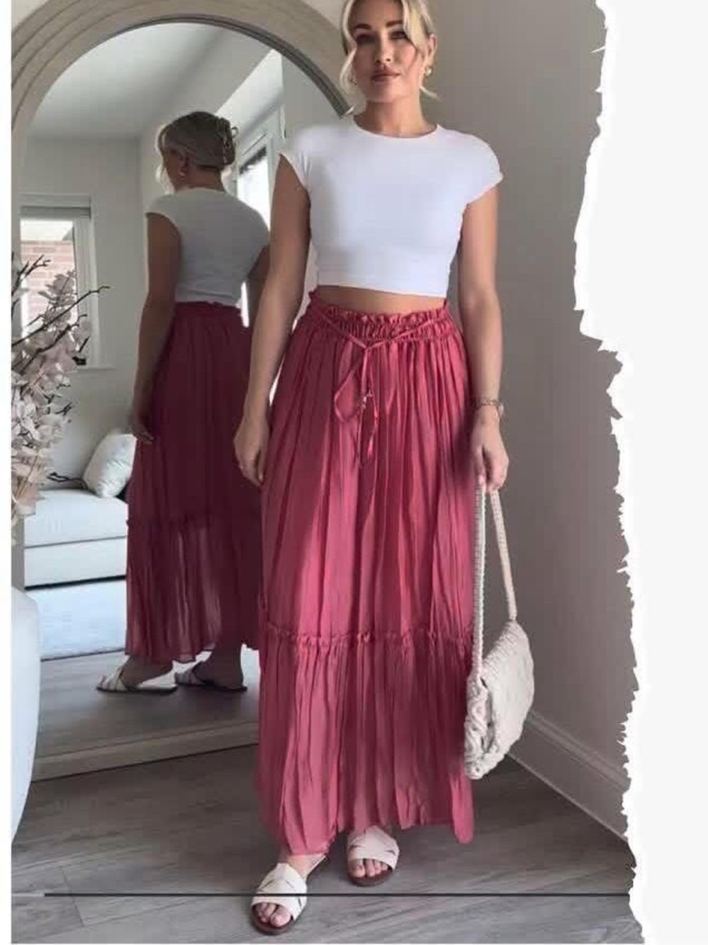 Zara crinkled tiered midi long skirt sz.S
